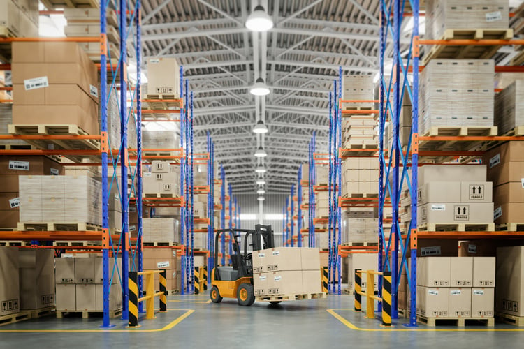 Warehouse with forklift